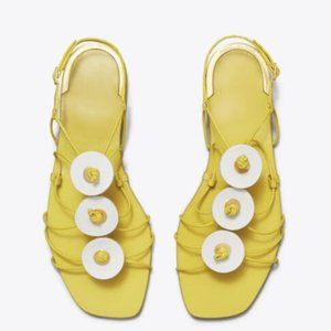 Tory Burch Artisanal Knot Tripon Cristal Sandals Color Yuzu Size 7.5 NWT